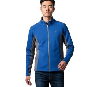 SPYDER Foremost Full Zip Medium Weight Sweater Jacket in Blue/Gray Size Medium